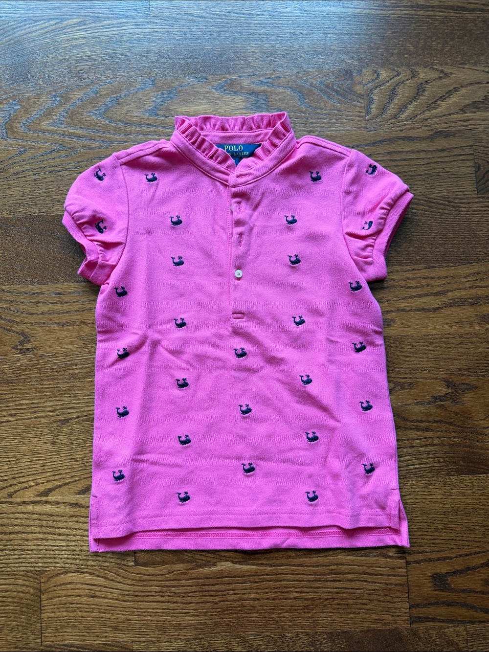 Polo by Ralph Lauren Hot Pink Short-Sleeve Polo with Navy Embroidery